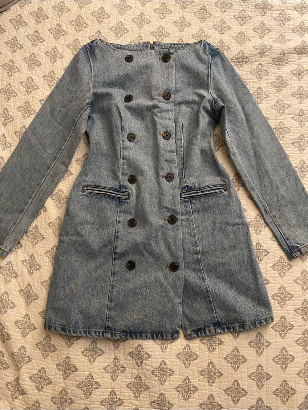 KBB by Kahlana Light Blue Double-Breasted Denim Jacket Dress